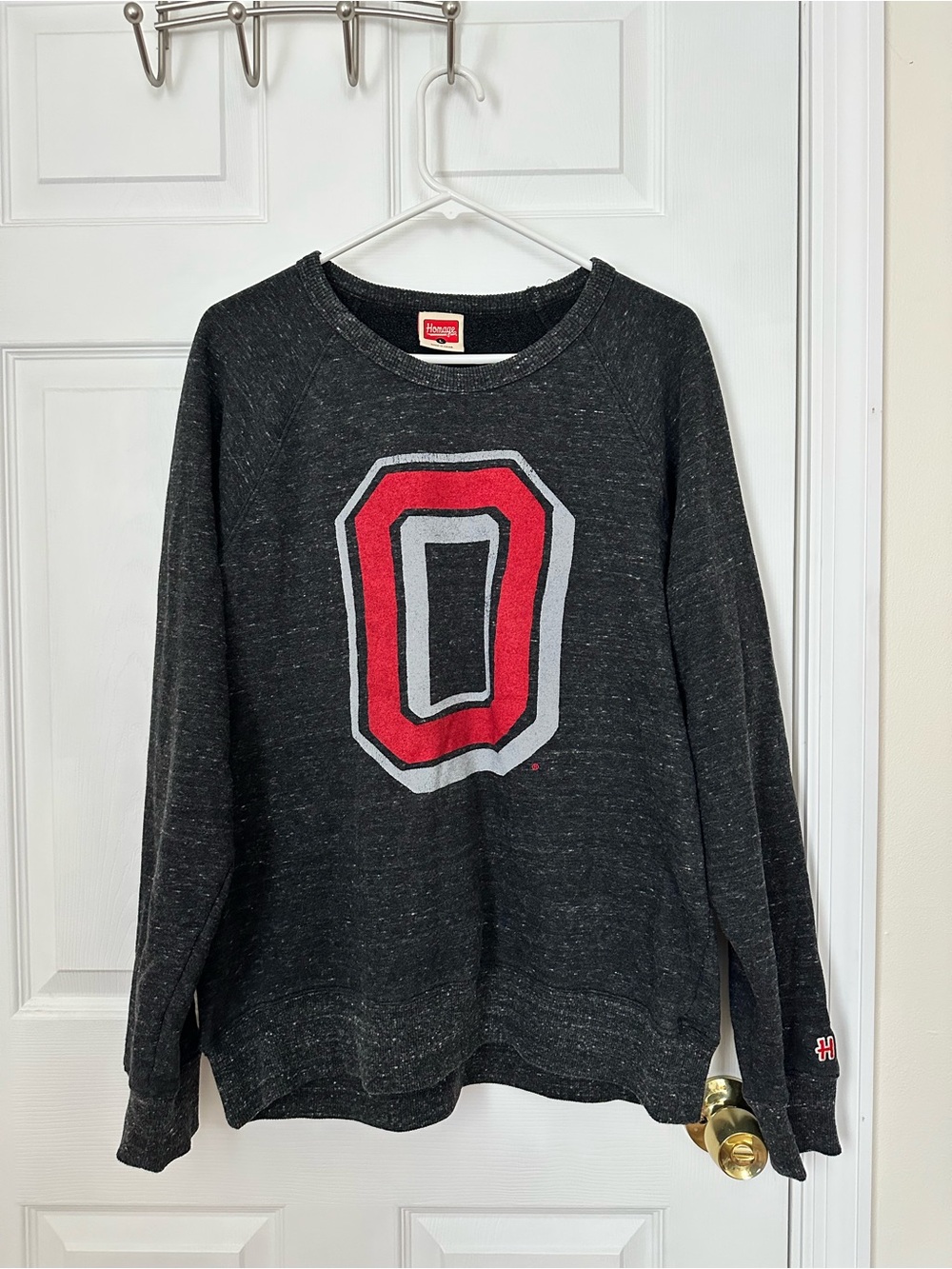 Men's Homage Ohio State Crewneck Sweatshirt with Red and Gray Block 'O' Logo